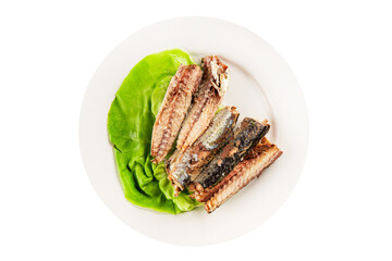 Sardine canned food sprats fish seafood fresh pescetarian diet gourmet food background on the table rustic food top view copy space keto and paleo diet