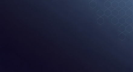 Abstract dark blue background with subtle geometric hexagon pattern in the upper right corner, creating a modern and minimalist design.