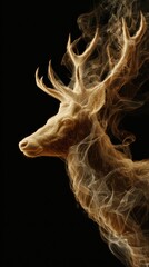 Golden stag in smoke