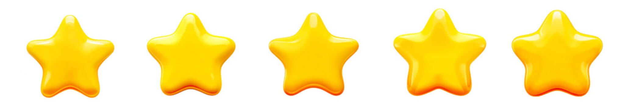 Five golden stars rate Isolated on transparent background, png. perfect for rating, ranking, or celebrating achievements, in a clean, bright style