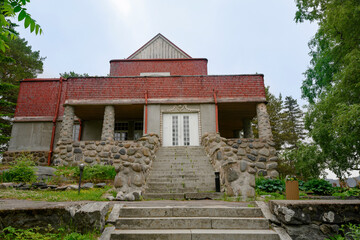 Fototapeta premium Country house built in 1909 in a forest on the shore of Lake Ladoga in Karelia