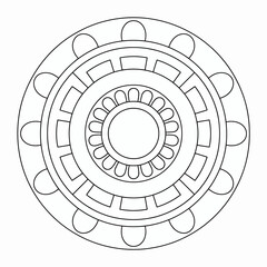 Intricate geometric mandala design silhouette isolated on white background