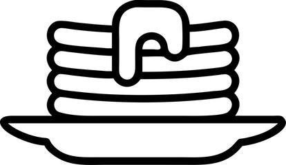 Deliciously rendered vector illustration of a tall stack of golden brown pancakes generously drizzled with sweet flowing amber syrup