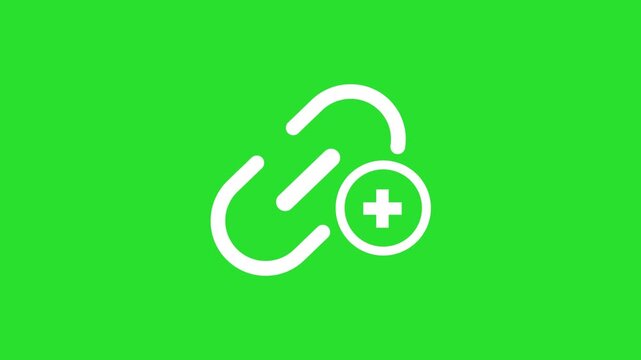 Add hyperlink icon animation on green background .HD 4k video motion 