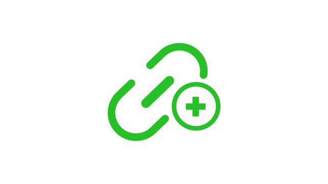 Add hyperlink icon animation on white background .HD 4k video motion 