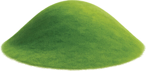 3D Realistic Glossy Green Hill on transparent Background