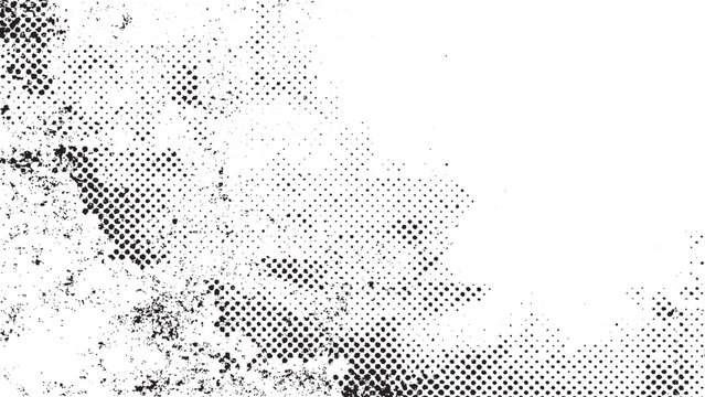 Abstract black spots splashes and dotted marks on white grunge surface. Black and white grunge halftone dots with splashes and paint marks