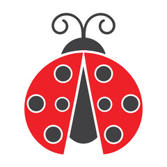 Red Ladybug Insect With Black Spots And Antennae On White Background vector