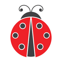 Obraz premium Simple red ladybug with black spots and antennae on white background insect 1
