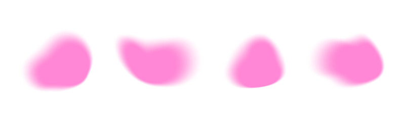 Y2k aura blobs with soft pink gradient shapes for retro aesthetic designs and nostalgic backgrounds. Blurred organic forms with fuzzy edges for trendy dreamy digital art or web graphics.