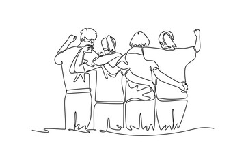  Community volunteer concept. Single line draw design. Vector graphic illustration