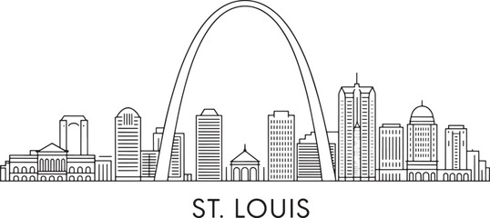 Fototapeta premium St. Louis Skyline Silhouette Illustration Cityscape Design Element Vector Graphic Art