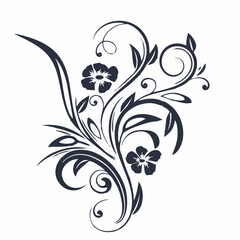 Floral branch. Black flat dec...