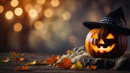 Spooky Halloween night scene with glowing pumpkins, bats, and a haunted castle under the full moon, perfect for seasonal design and party backgrounds.