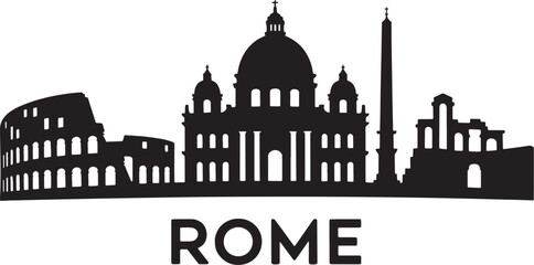 Fototapeta na wymiar Rome Skyline Silhouette Vector Illustration Cityscape Italy Urban Landmark Travel Destination