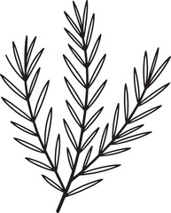 Obraz premium Rosemary Herb Branch Silhouette Vector Illustration for Culinary and Aromatic Designs