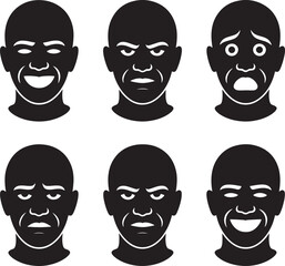 Obraz premium Human Face Expressions Vector Set Emotions Feelings Moods Facial Expressions Character Design
