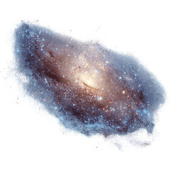 Fototapeta premium Andromeda Galaxy Spiral Arms with Glowing Star Clusters and Nebulae graphic design, Isolated On White, Png Transparent, Cut Out