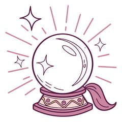 Illustration of a crystal ball for magic and fortune telling isolated on white background