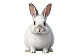 Obraz premium Adorable realistically rendered white rabbit with detailed fur and large ears on a black background