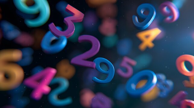 Vibrant Floating 3D Numbers Cluster
