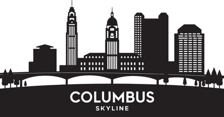Fototapeta premium Columbus Ohio Cityscape Silhouette Vector Illustration with Detailed Skyline Design