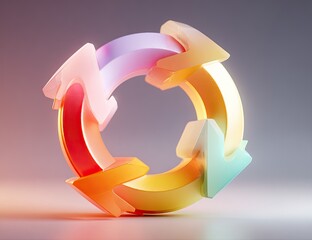 Colorful, 3D circular arrow icon, vibrant gradient