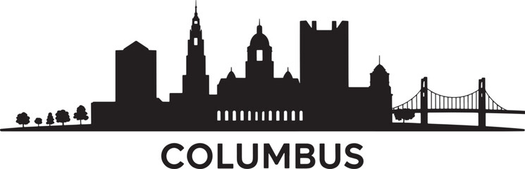 Obraz premium Columbus Ohio Skyline Silhouette: Detailed Vector Illustration of City Landmarks