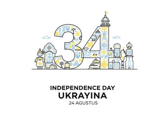 Naklejka premium Celebrate Ukraine's Independence Day with vibrant national symbols and modern design