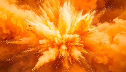 Orange powder explosion abstract
