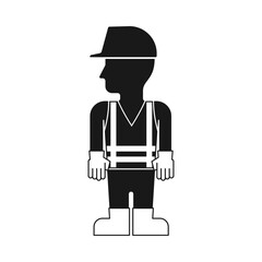 Construction worker with personal protective equipment silhouette icon