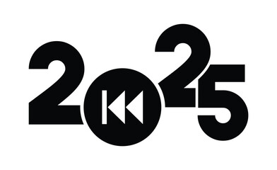 Bold black-and-white "2025" graphic design with interwoven star, modern abstract style, polygon frame, dynamic celebratory look, clean and minimalist, perfect for New Year themes.