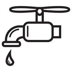 faucet icon, vector, line art design editable stroke