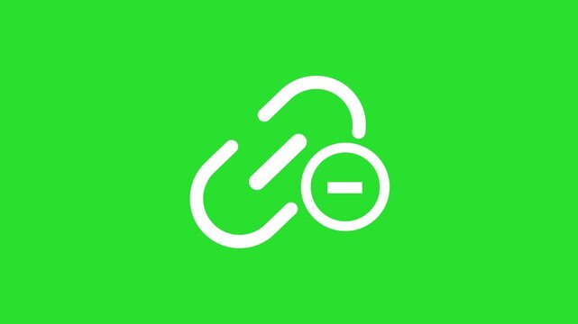 hyperlink unlinked icon animation on green background . HD video 