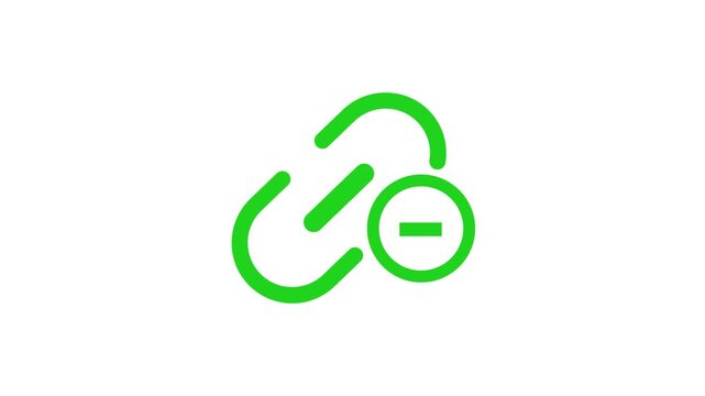 hyperlink unlinked icon animation on white background . HD video 