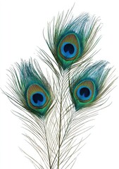 Fototapeta premium Close-up of three peacock feathers