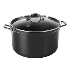 enamel stock pot with handles. 3D rendering isolated on transparent background