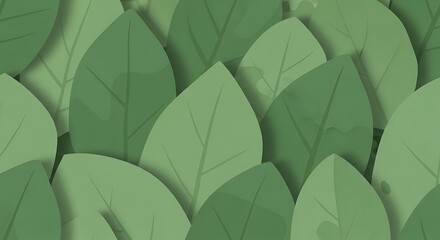 Green Leaf Pattern on Monochrome Background – Natural Botanical Texture for Eco and Wellness Design