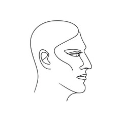 Minimalist single line drawing a man's face in profile view head human