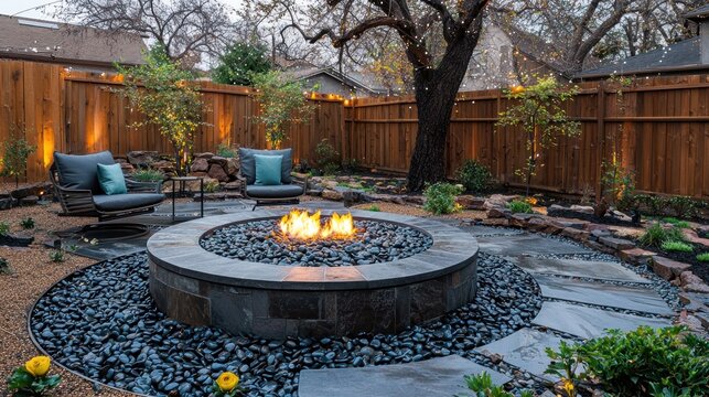 Outdoor fire pit area with seating