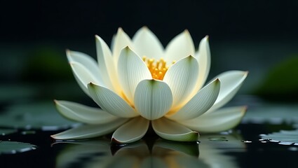 Close-up of a serene white lotus flower.