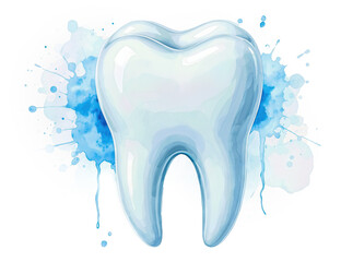 Watercolor tooth illustration isolated on transparent background