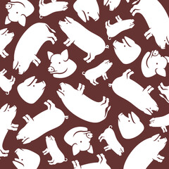 Pig background, pattern set. Collection icons pig. Vector