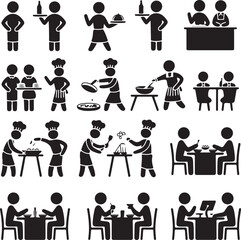 Man People Restaurant Waiter Chef Customer Icon Symbol Pictogram