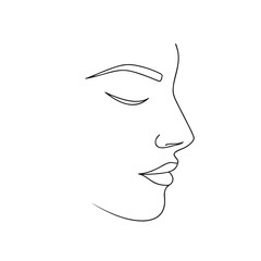 Minimalist Single line drawing a woman's profile with closed eyes face female 1