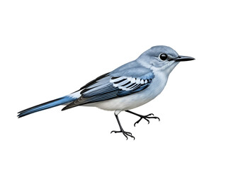 Obraz premium Close-up of a Blue and White Bird on a Black Background showing detailed feathers and alert posture