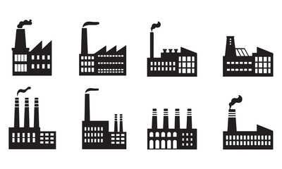 Obraz premium Factory and Industrial Building Icons Collection