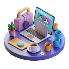 Modern Workplace Setup Online Meeting in Progress