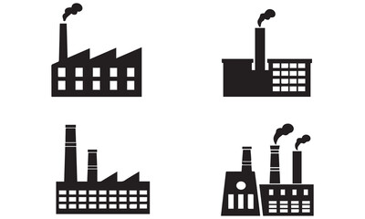 Obraz premium Factory Icons Collection Colorful & Industrial Building Designs