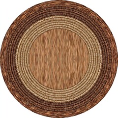Circular rug with layered, woven rings